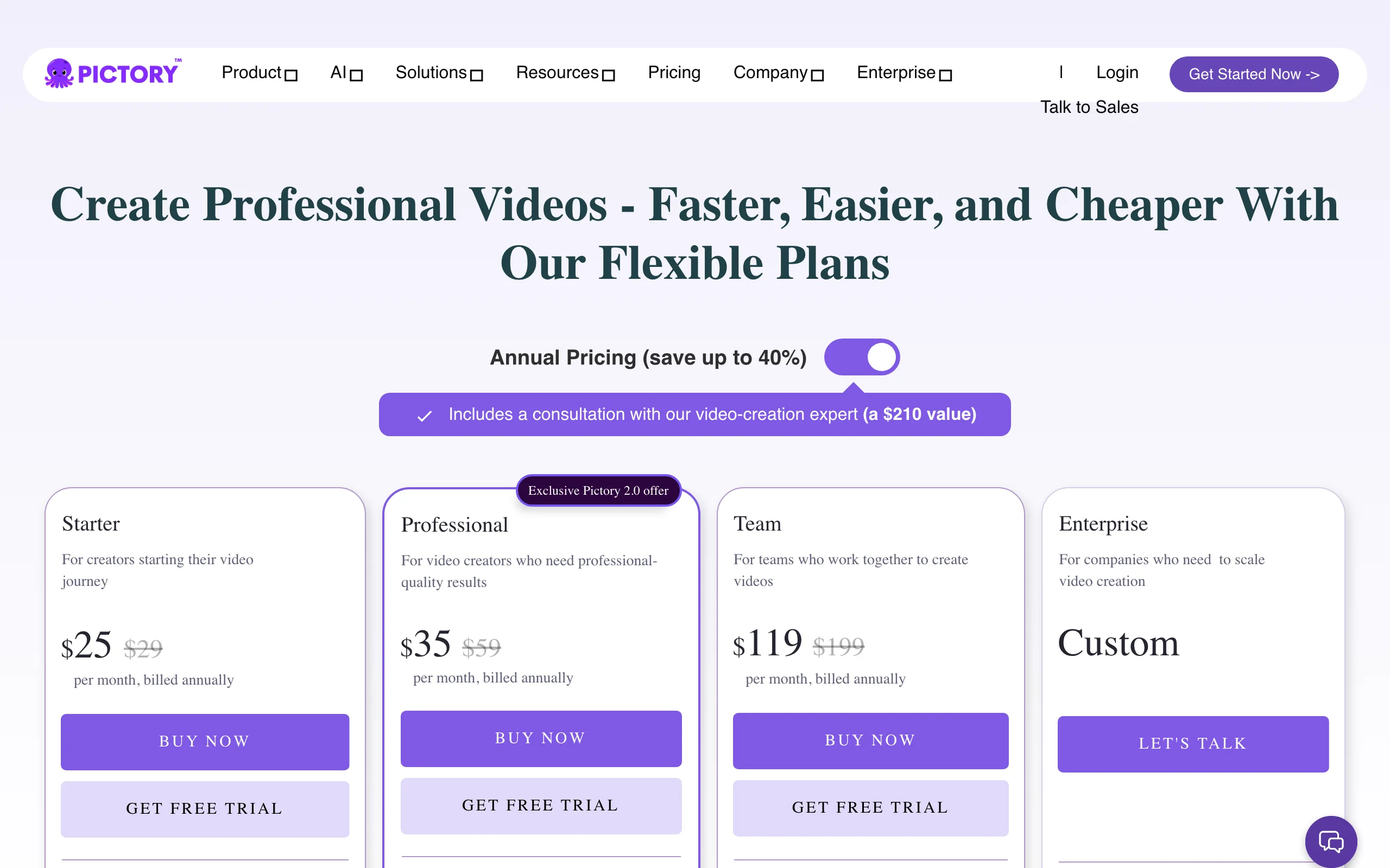 AI Video Generator Pricing with Pictory