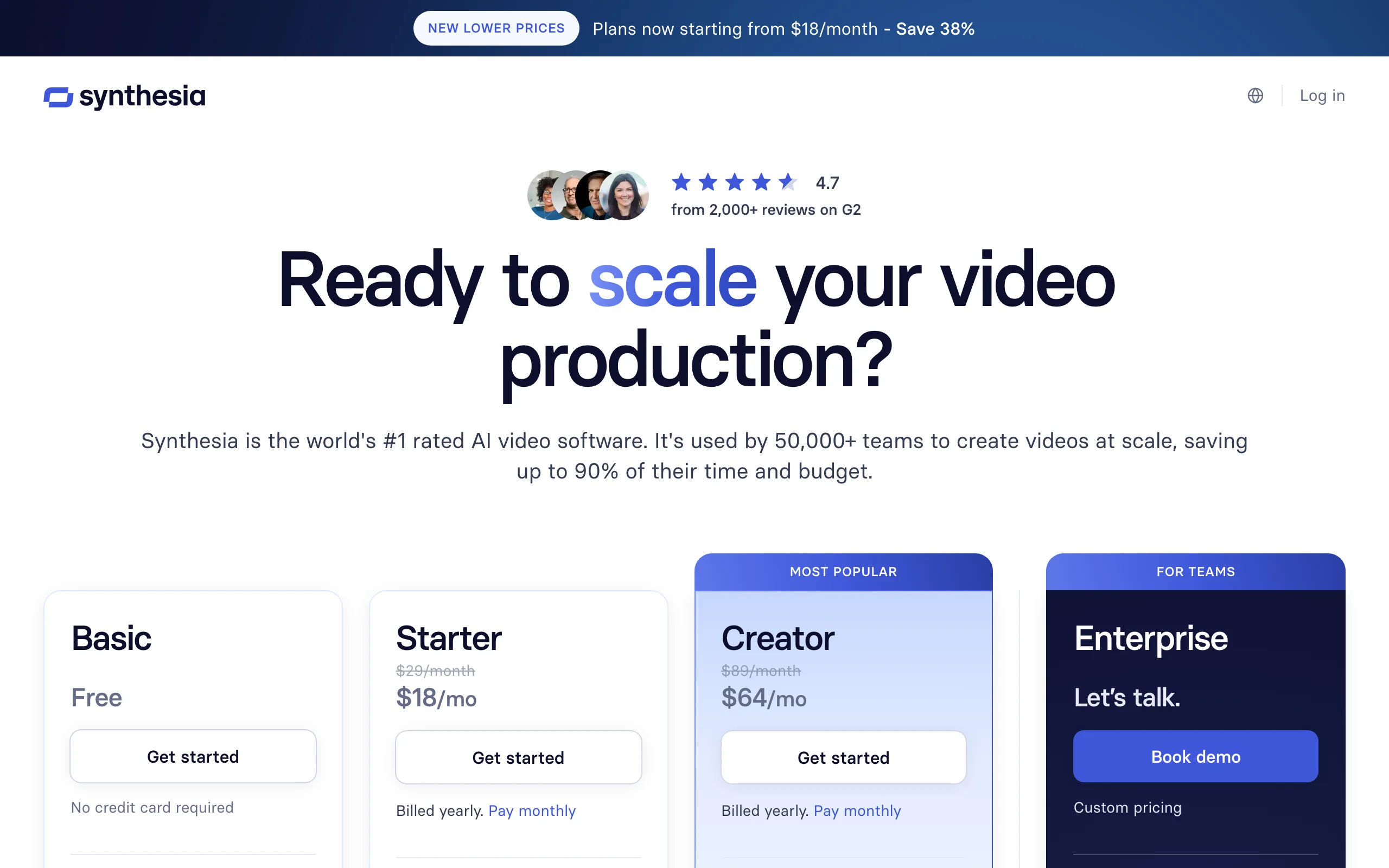 AI Video Generator Pricing with Synthesia