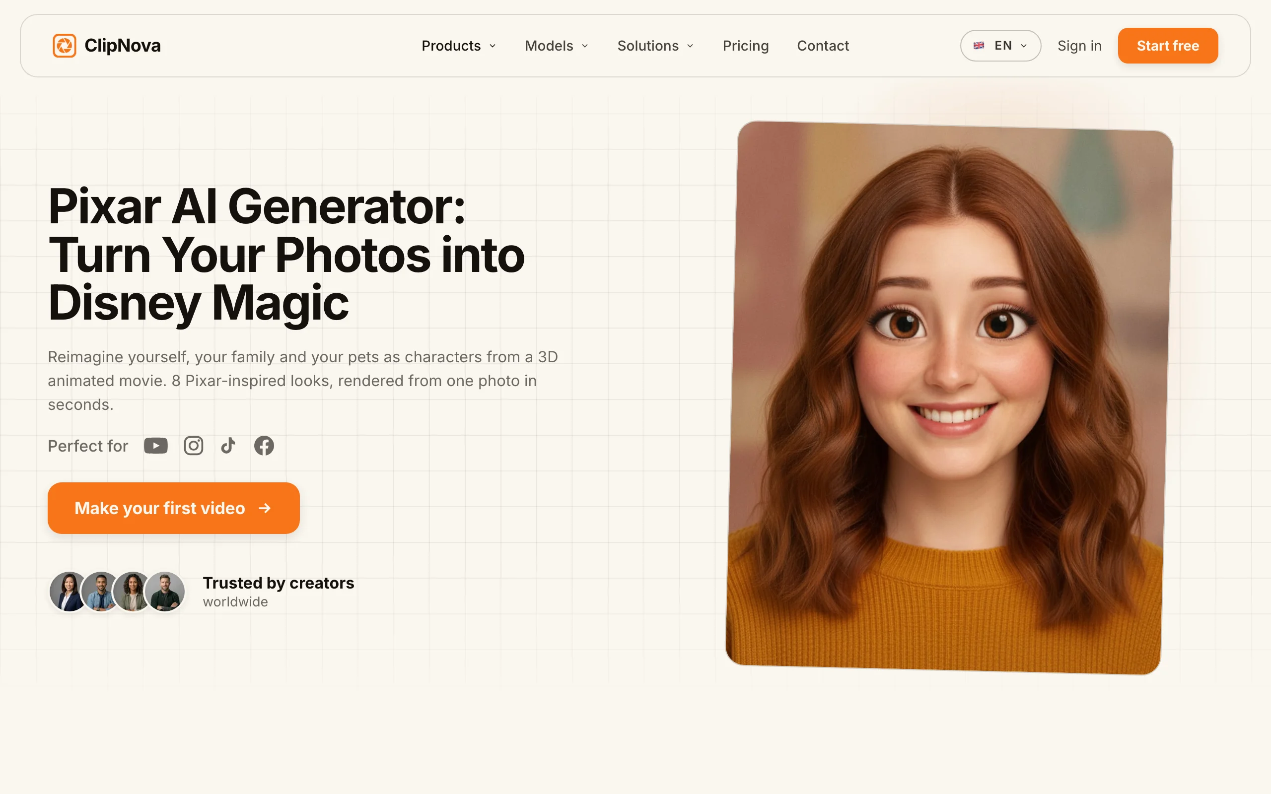 AI Disney Pixar Generator with ClipNova