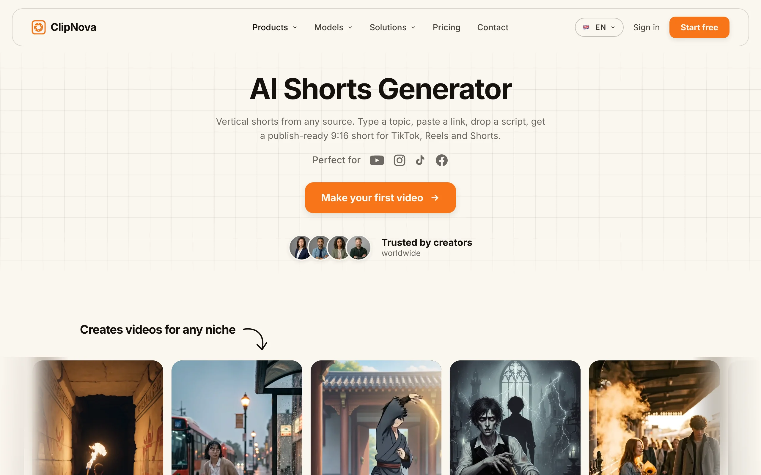 AI Video Generator for YouTube Shorts with ClipNova