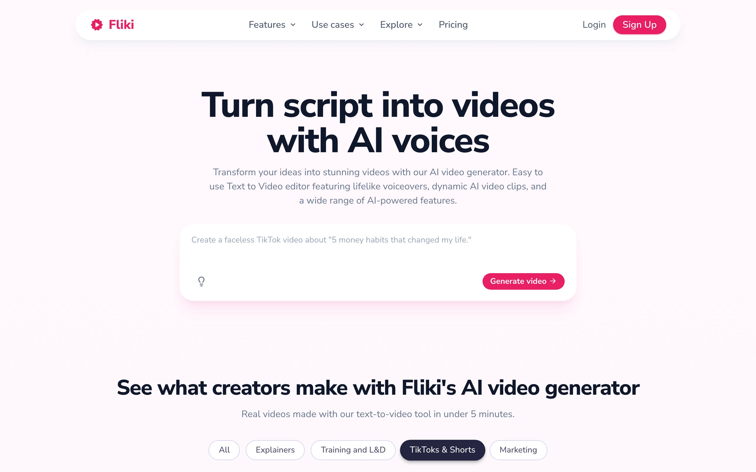 Faceless AI Video Generator with Fliki